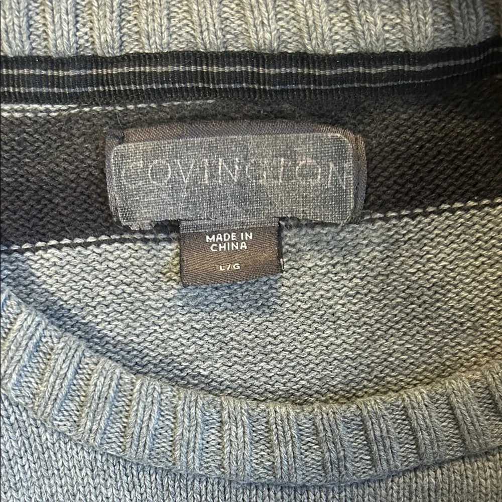 Covington Men's Crewneck Sweater in Gray and Black Stripes - Picture 2 of 2